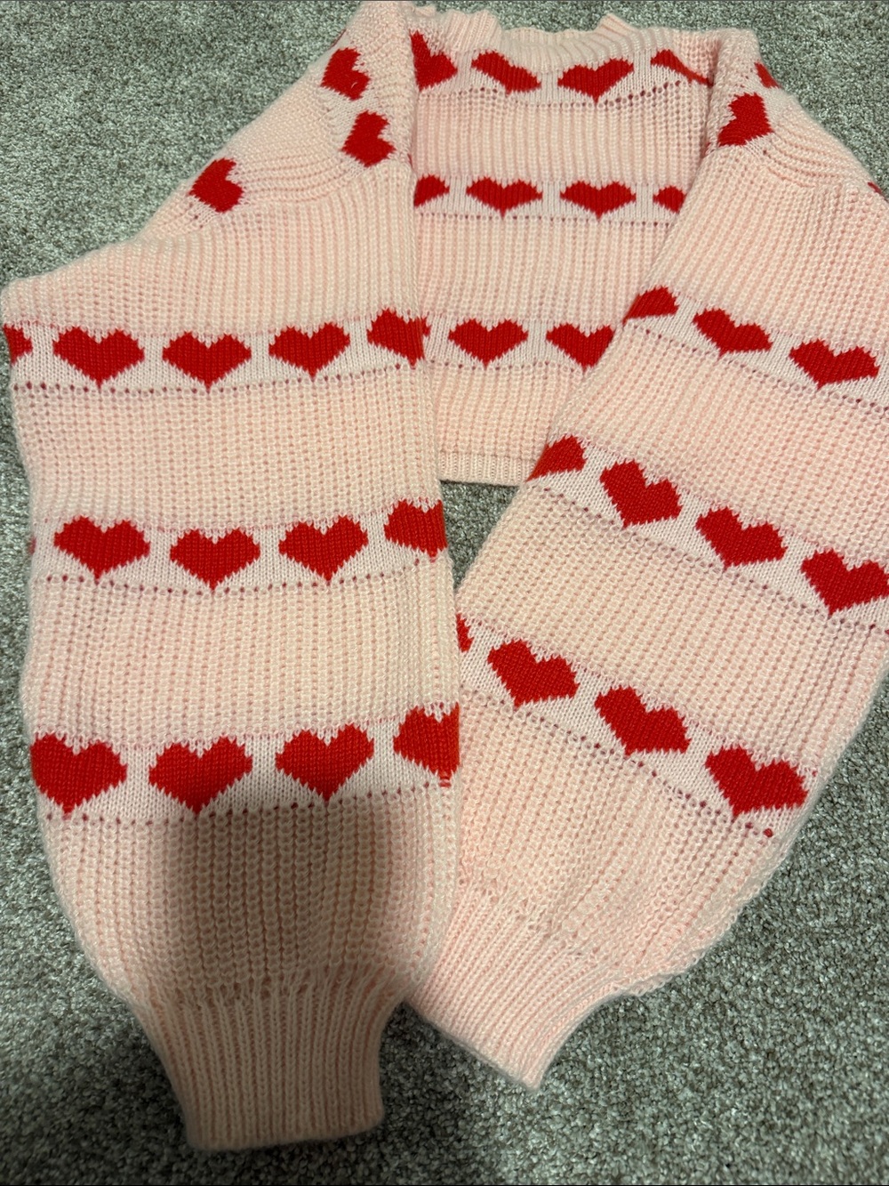 Pink Heart-Pattern Cropped Sweater - Picture 3 of 3